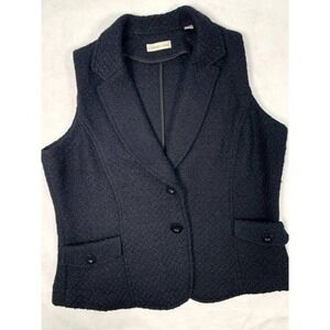 Coldwater Creek Black Boucle Textured Sleeveless Blazer Vest Large